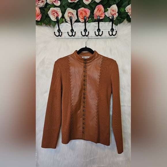 Nygard *Rare* Yellowstone Style Leather & Knit Sweater/Jacket - Picture 1 of 9